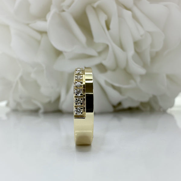 0.32 Total Carat Weight Wide Lab Grown Diamond Anniversary Band | 10K Yellow Gold