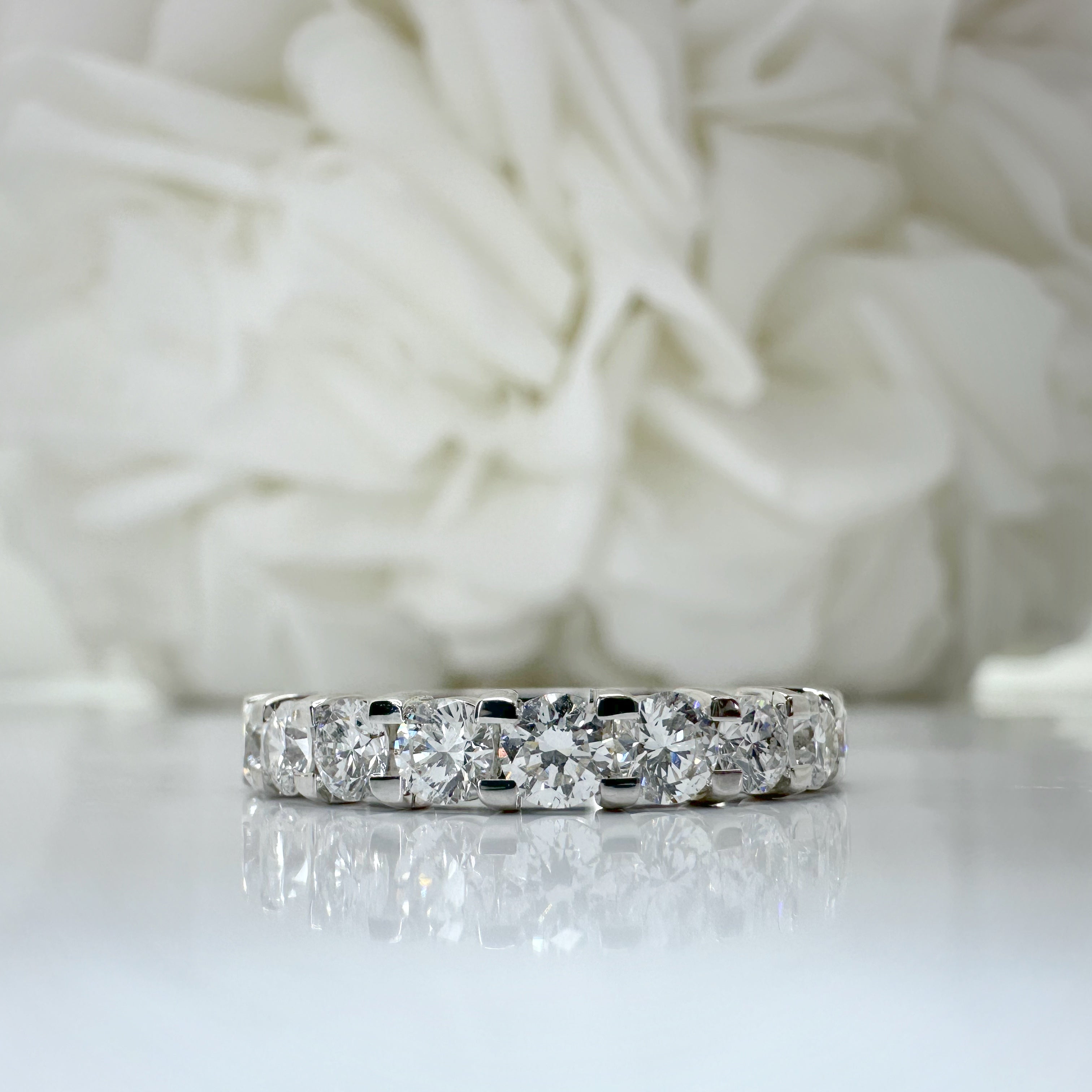 1.00 Total Carat Weight 9 Stone Lab Grown Diamond Band | 14K White Gold