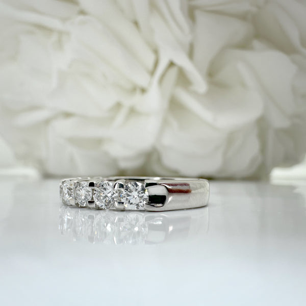 1.00 Total Carat Weight 9 Stone Lab Grown Diamond Band | 14K White Gold