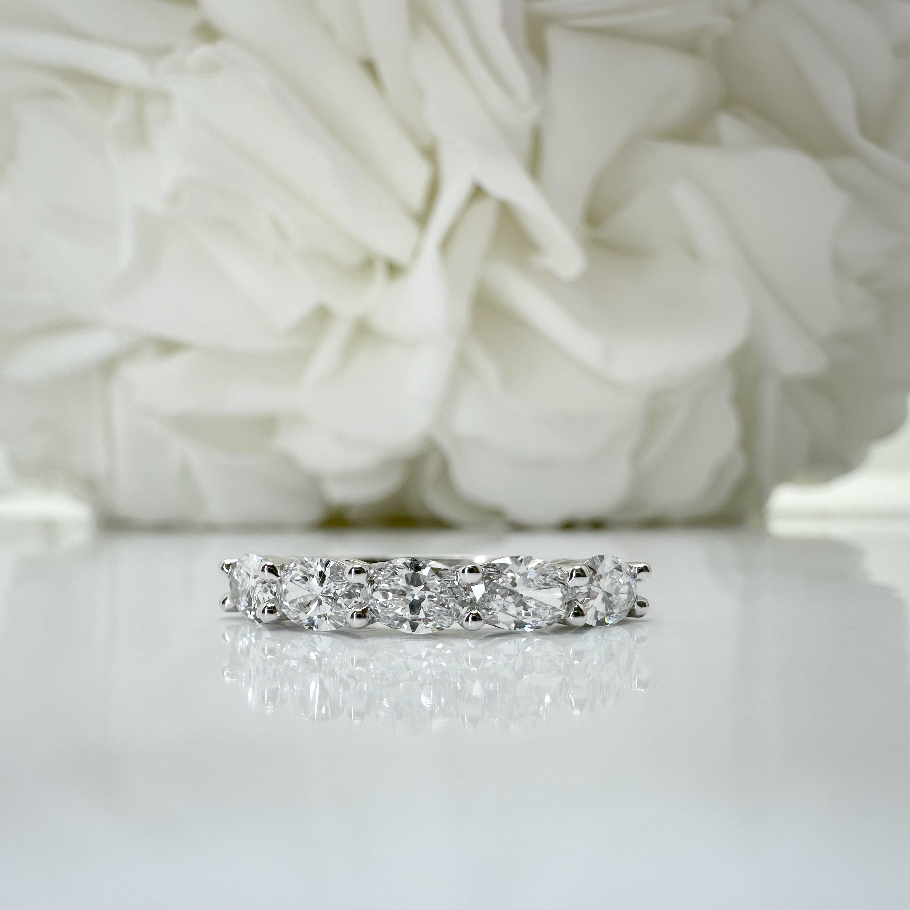 1.00 Total Carat Weight East/West Set Oval Cut Lab Grown Diamond Anniversary Band | 10k White Gold