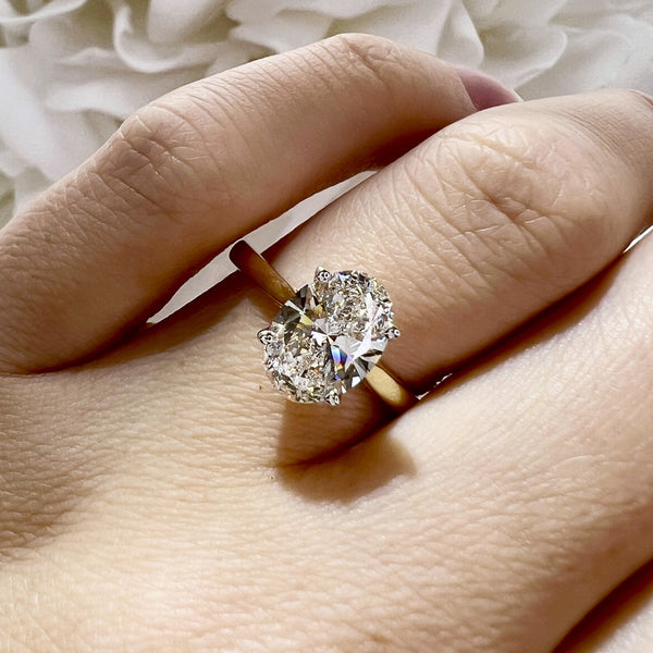 2.00 Carat Lab Grown Diamond Oval Solitaire Engagement Ring | 14K Yellow Gold