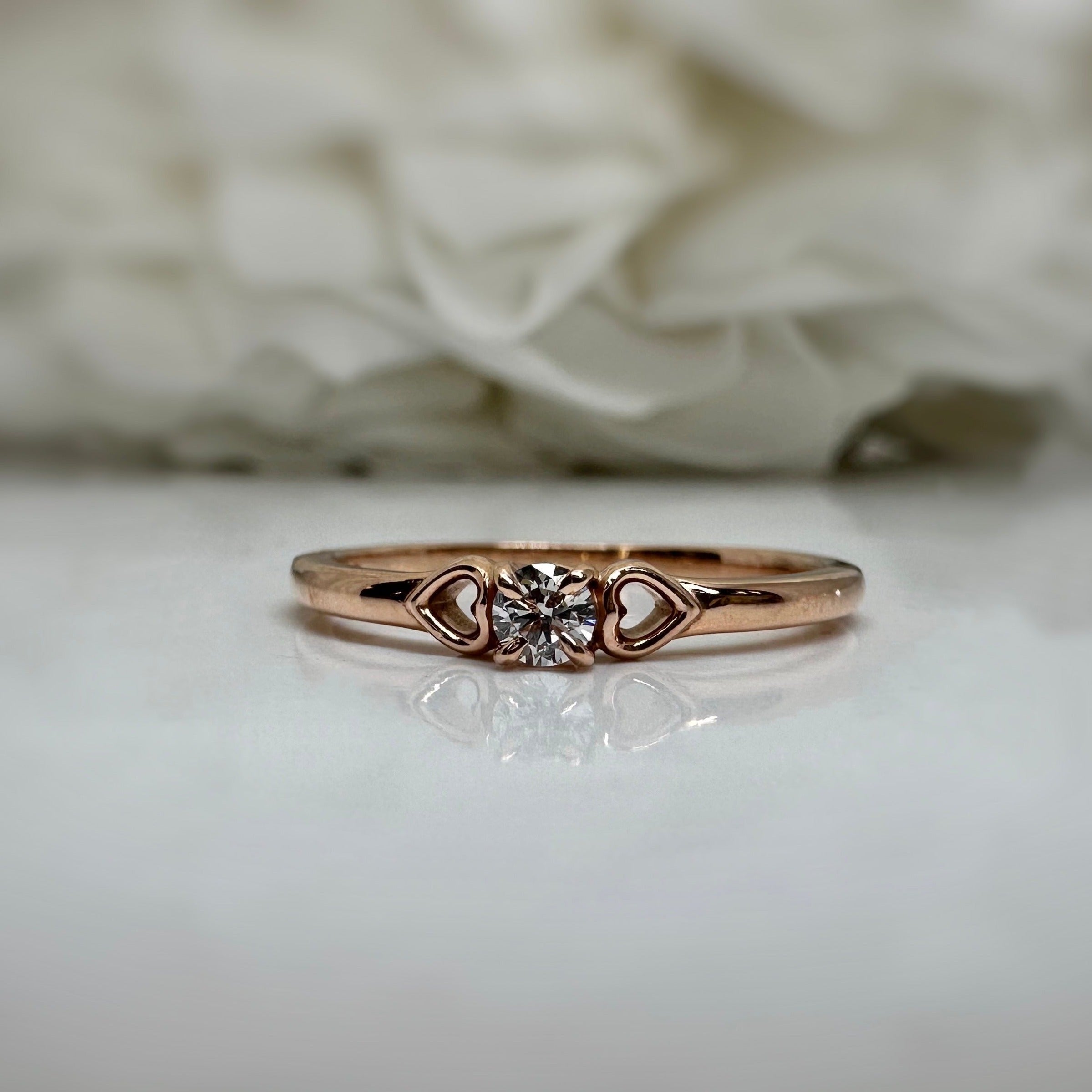 14k rose gold heart accent lab grown diamond ring