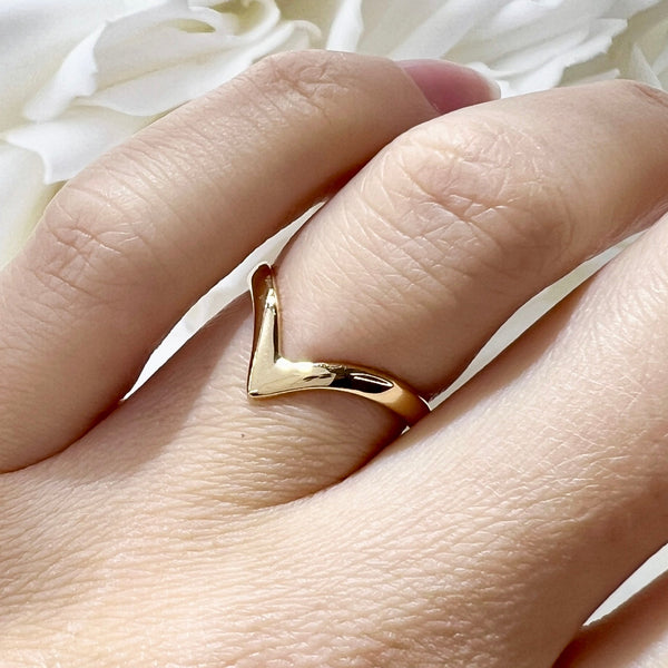 Custom Hand Made "V" Shaped Anniversary Band | 14K Yellow Gold