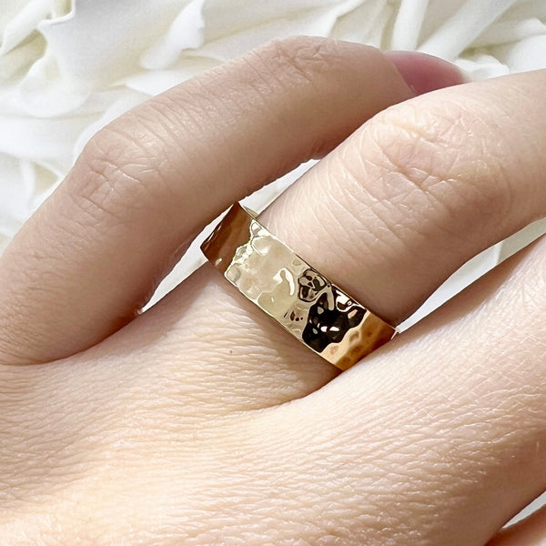 Custom Hand Made Hammered Band | 10K Yellow Gold