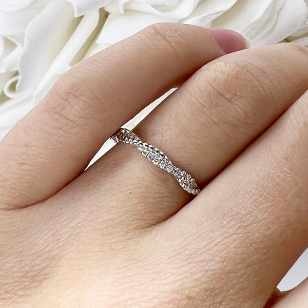 Braided Diamond Wedding Band | 14K White Gold