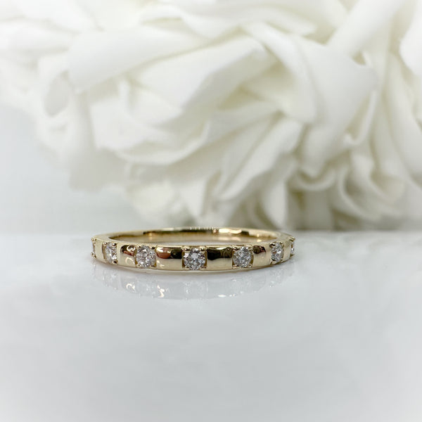 0.15 Total Carat Weight Stationed Lab Grown Diamond Anniversary Band | 10K Yellow Gold