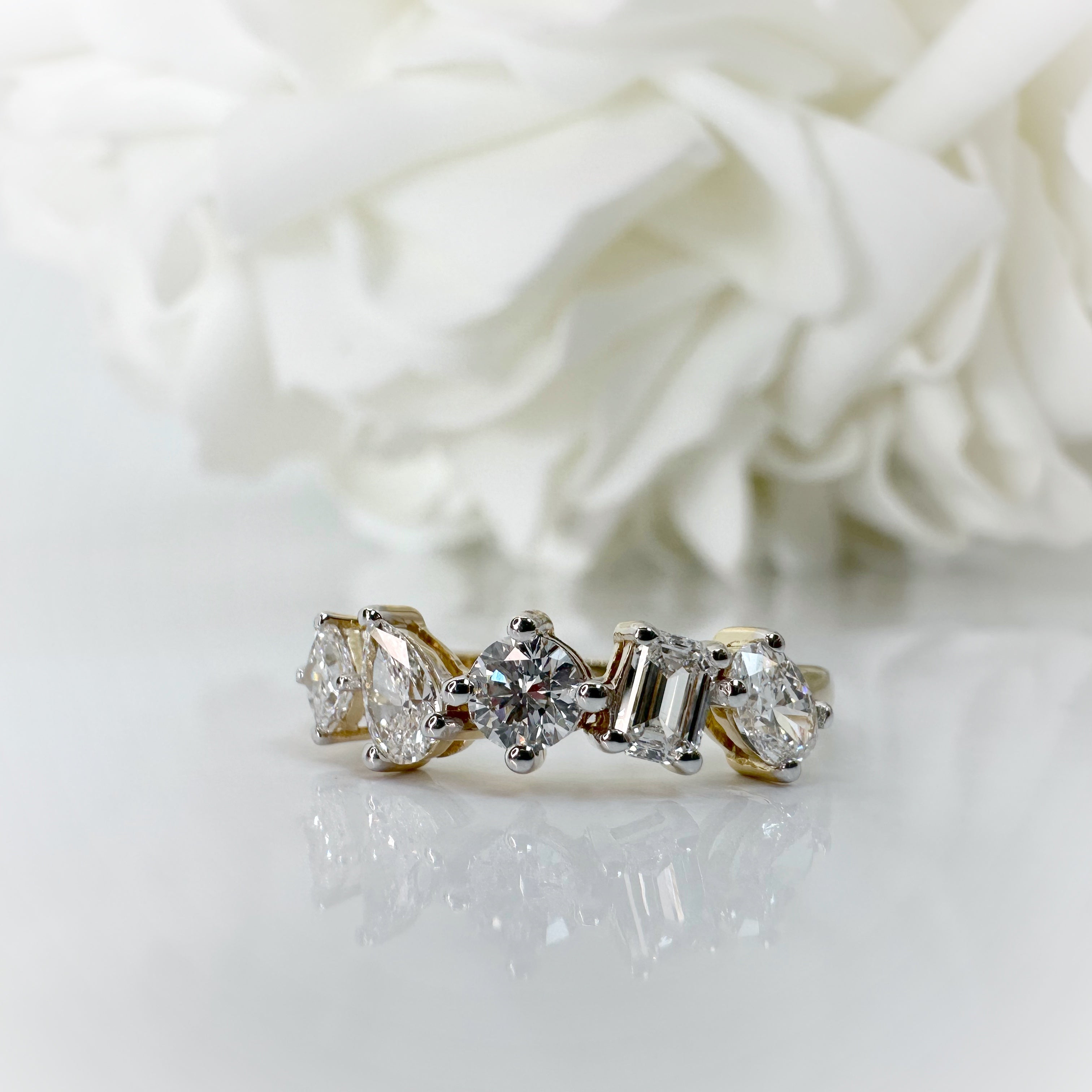 1.00 Total Carat Weight Multi Shaped Lab Grown Diamond Anniversary Band | 10K Yellow Gold