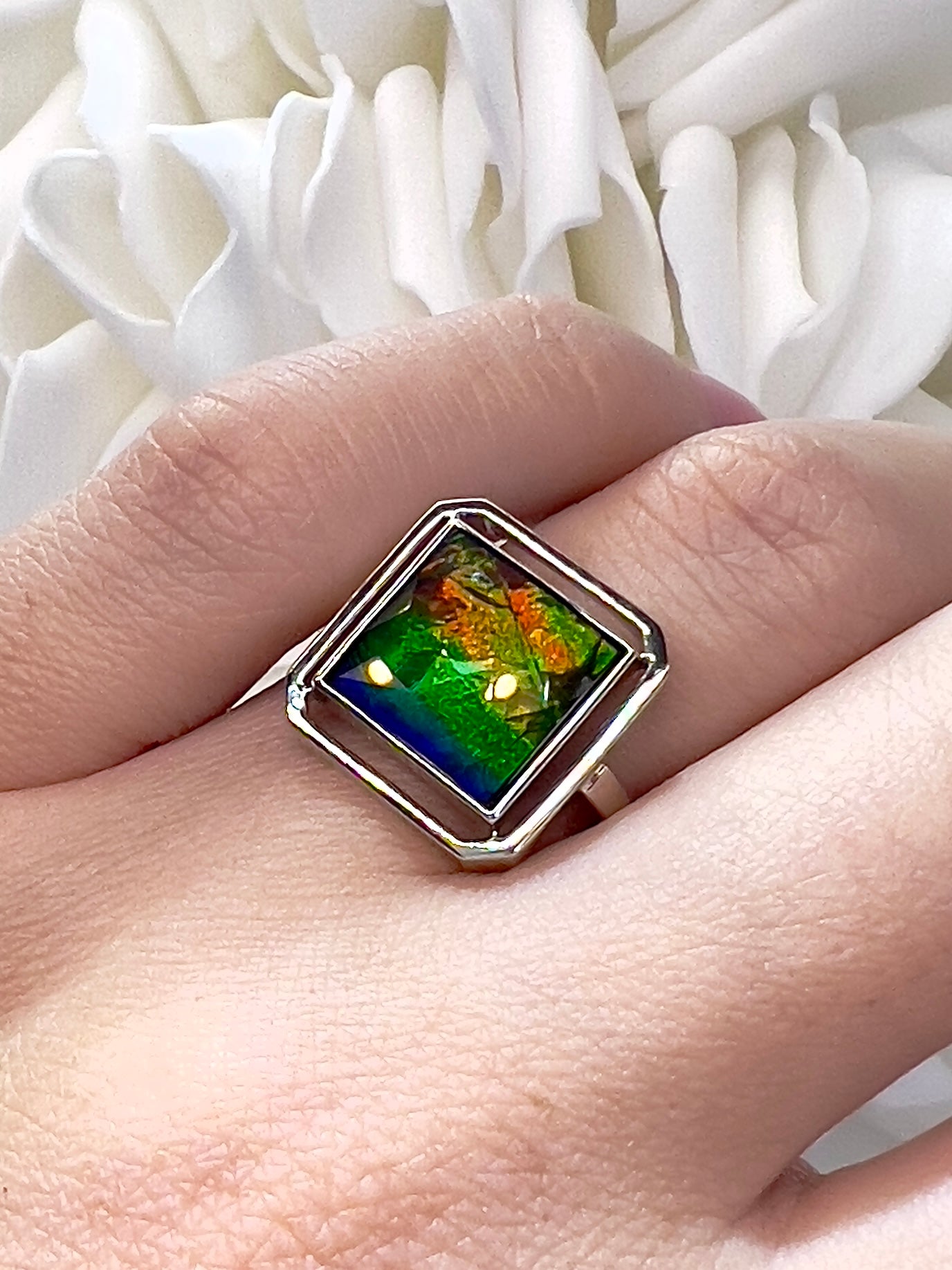 Korite Prisma Collection Ammolite Ring | Sterling Silver