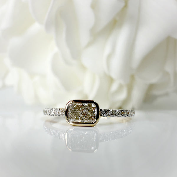 Bezel set radiant diamond ring 