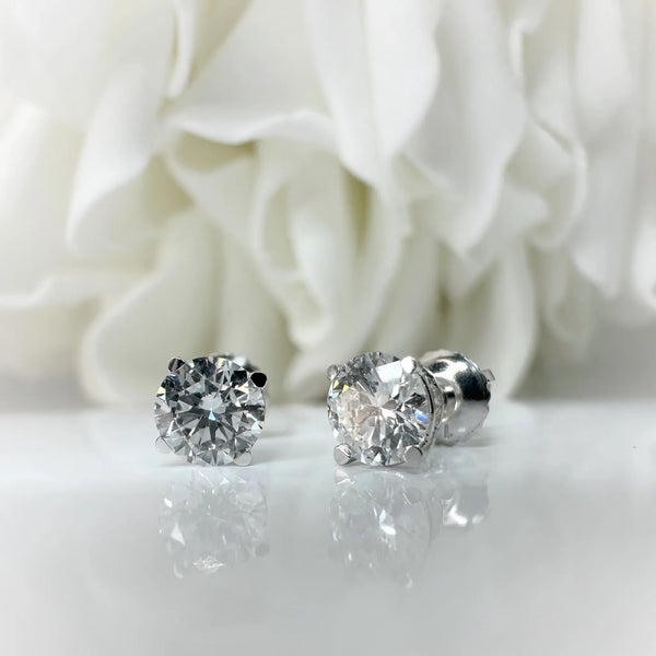 0.37 Total Carat Weight Round Brilliant Cut Lab Grown Diamond Stud Earrings | Platinum