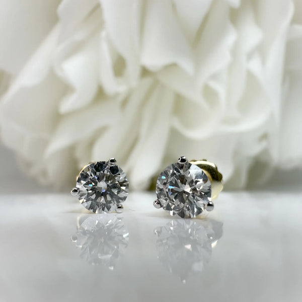 1.00 Total Carat Weight Round Brilliant Lab Grown Diamond Martini Stud Earrings | 10K Yellow Gold