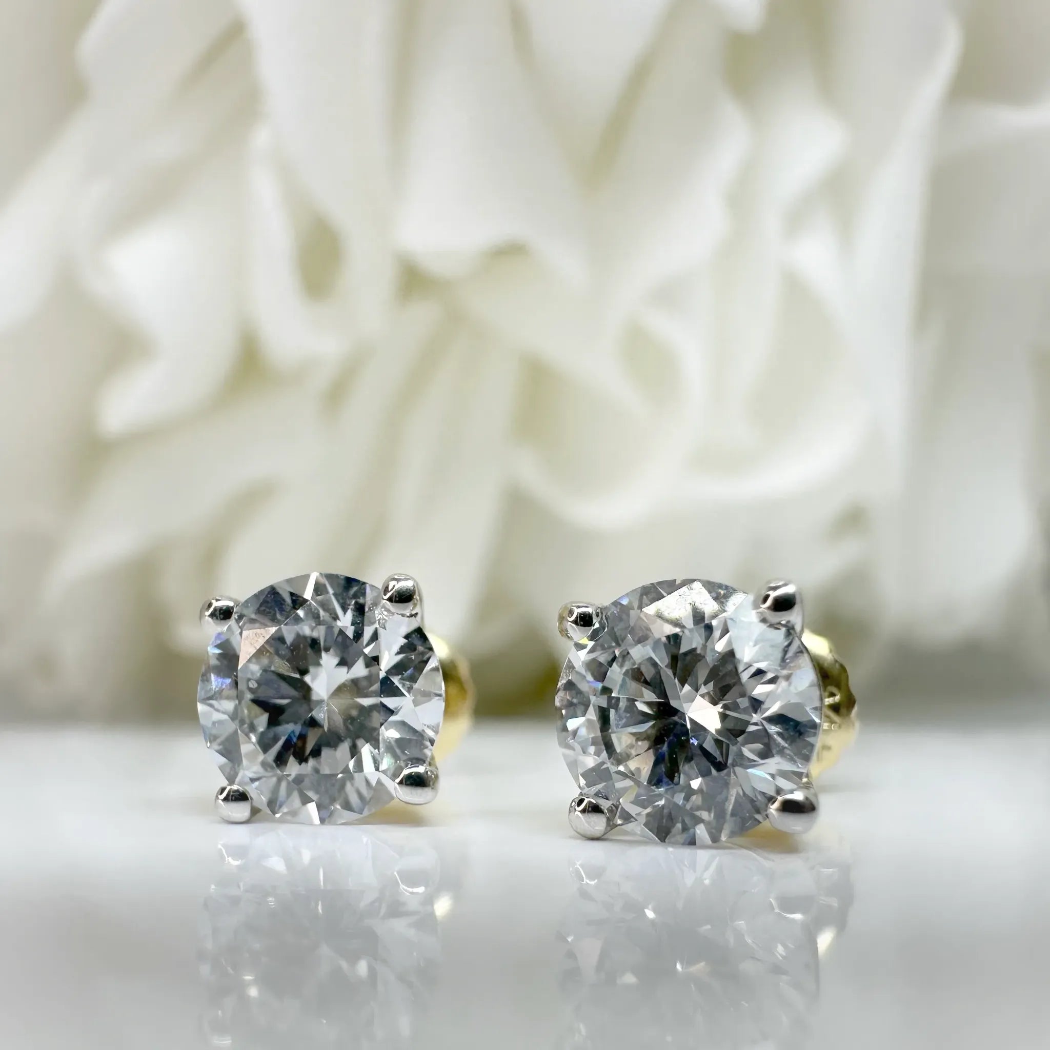 2.00 Total Carat Weight Lab Grown Diamond Studs | 14K Yellow Gold