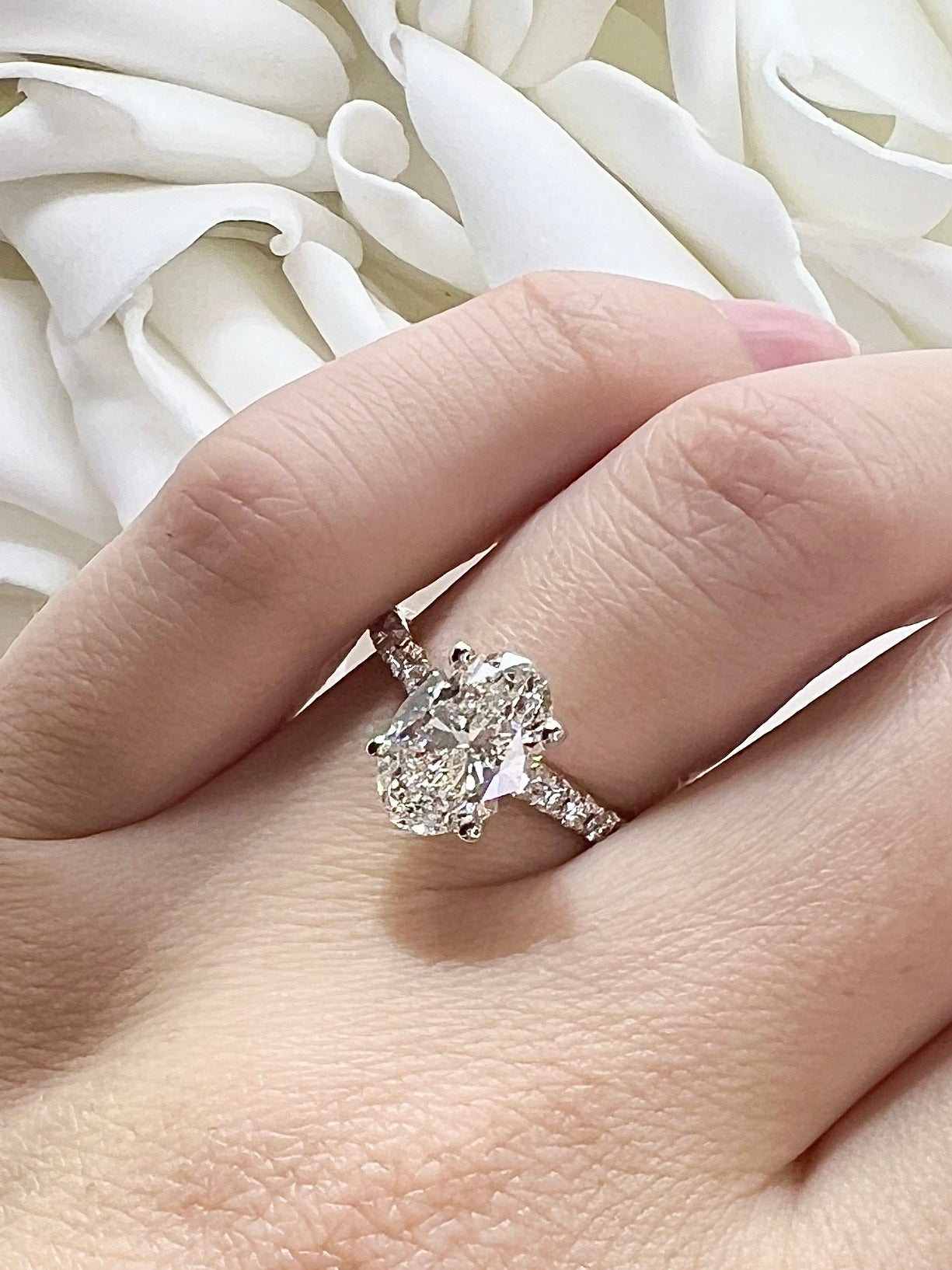 2.00 Carat Oval Cut Lab Grown Diamond Accented Engagement Ring | 14k Yellow Gold