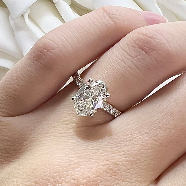 2.00 Carat Oval Cut Lab Grown Diamond Accented Engagement Ring | 14K Yellow Gold