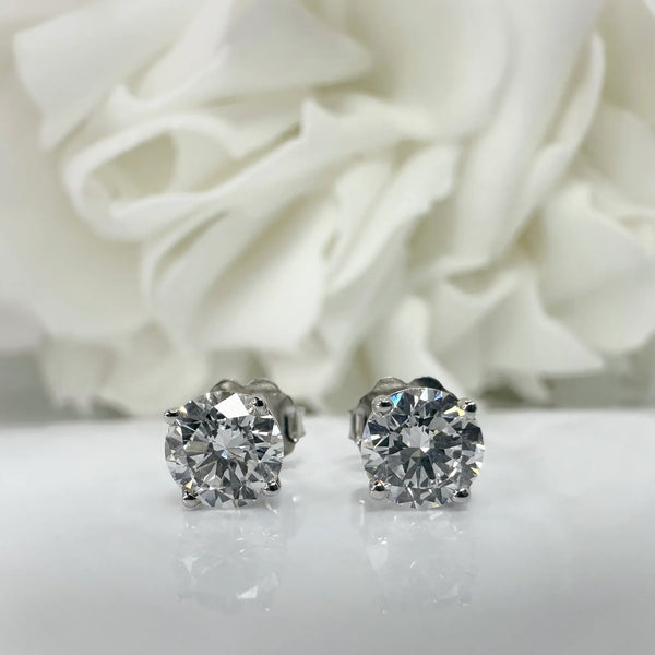 0.75 Total Carat Weight Round Brilliant Cut Lab Grown Diamond Stud Earrings | Platinum
