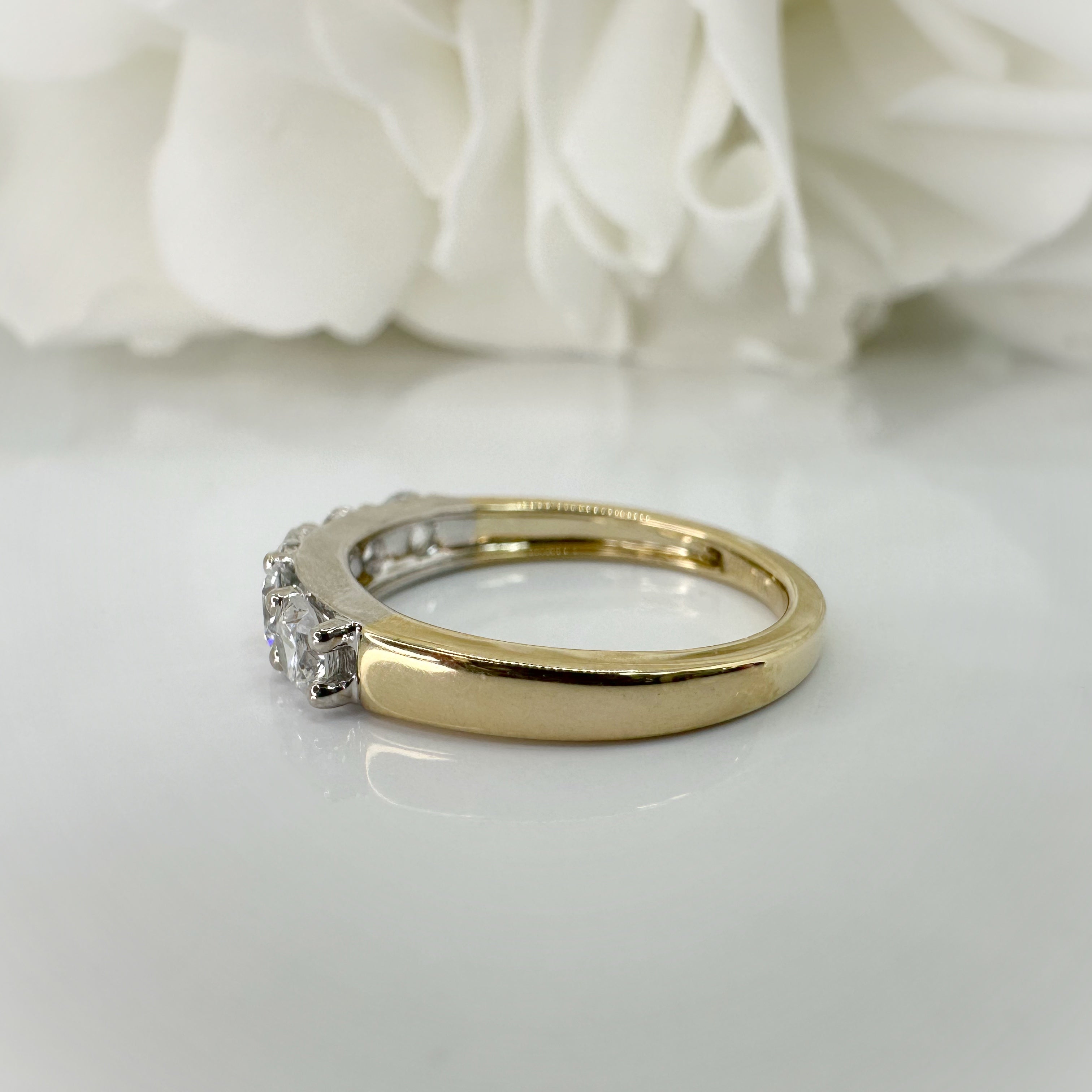 1.00 Total Carat Weight 5 Stone Lab Grown Diamond Anniversary Band | 10K Yellow & White Gold