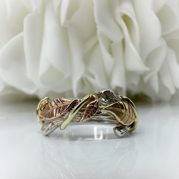 Custom Hand Made Branch Ring | Tri-Gold & Sterling Silver