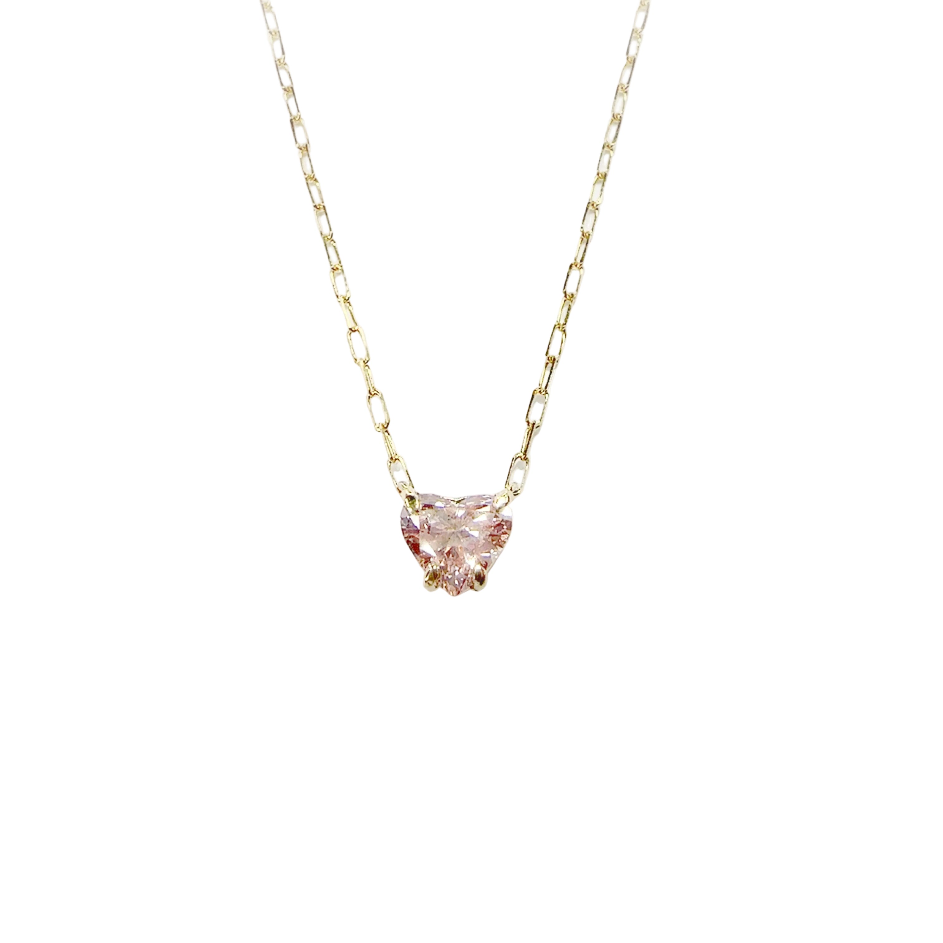 0.62 Carat Heart Cut Pink Lab Grown Diamond Necklace | 10K & 14K Yellow Gold