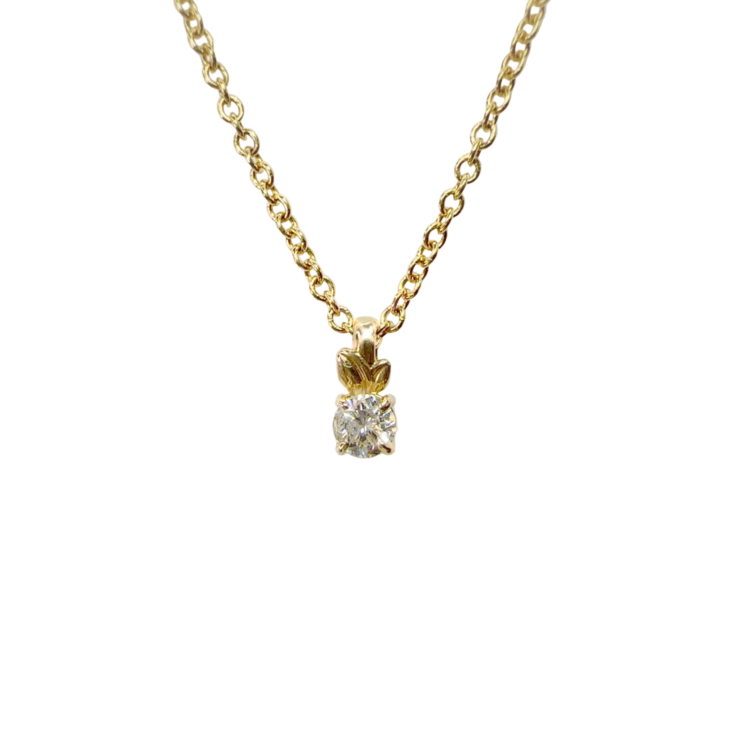 0.21 Carat Round Brilliant Natural Diamond Pendant | 10K Yellow Gold