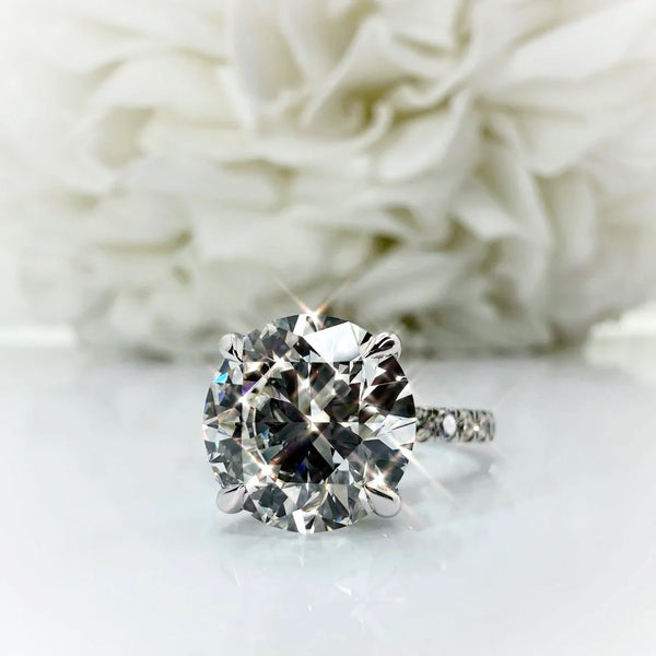 4.00 Carat Round Brilliant Lab Grown Diamond Accented Engagement Ring | 14K White Gold