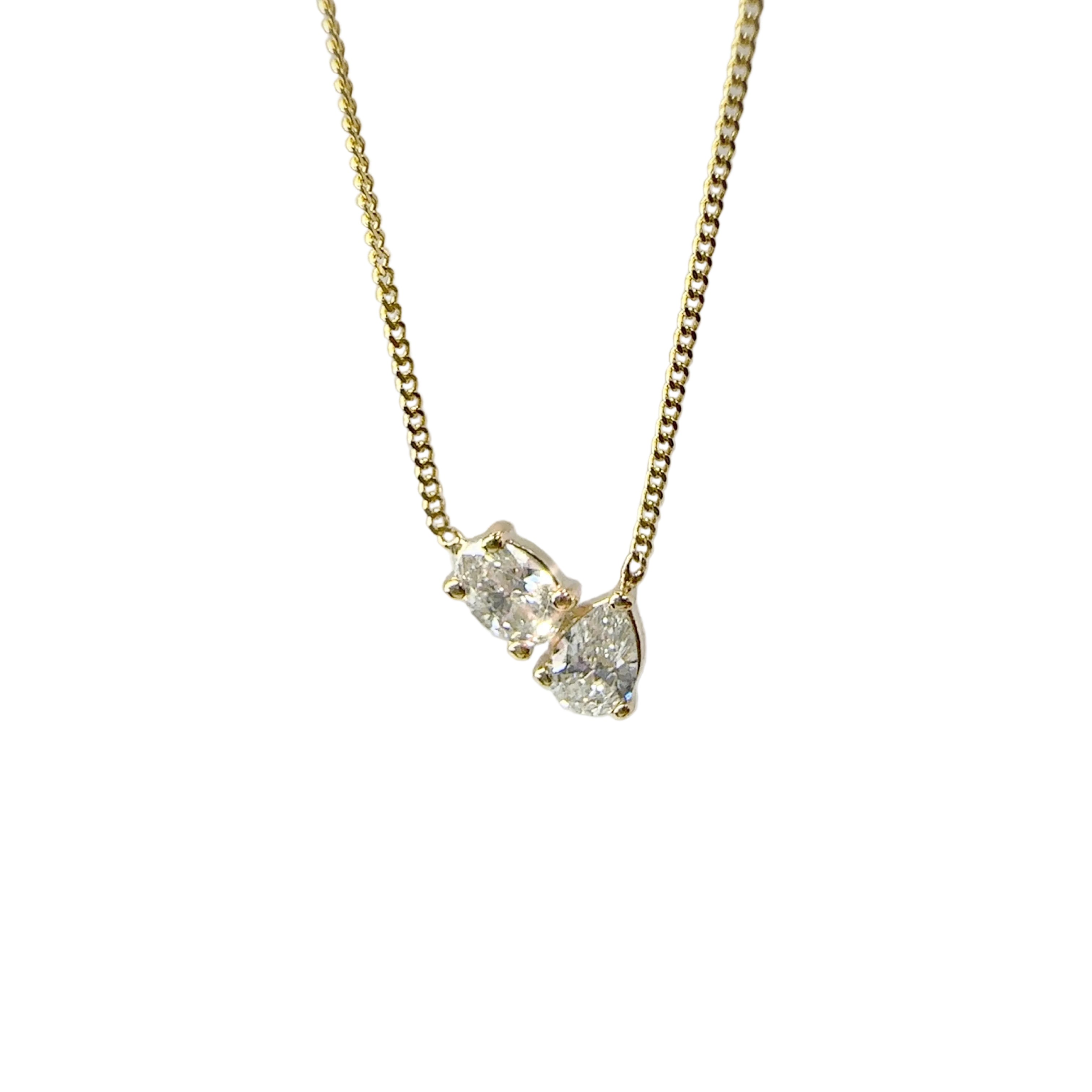 0.30 Total Carat Weight Two Stone Lab Grown Diamond Necklace | 10K Yellow Gold