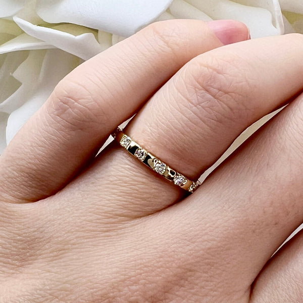 0.15 Total Carat Weight Stationed Lab Grown Diamond Anniversary Band | 10K Yellow Gold