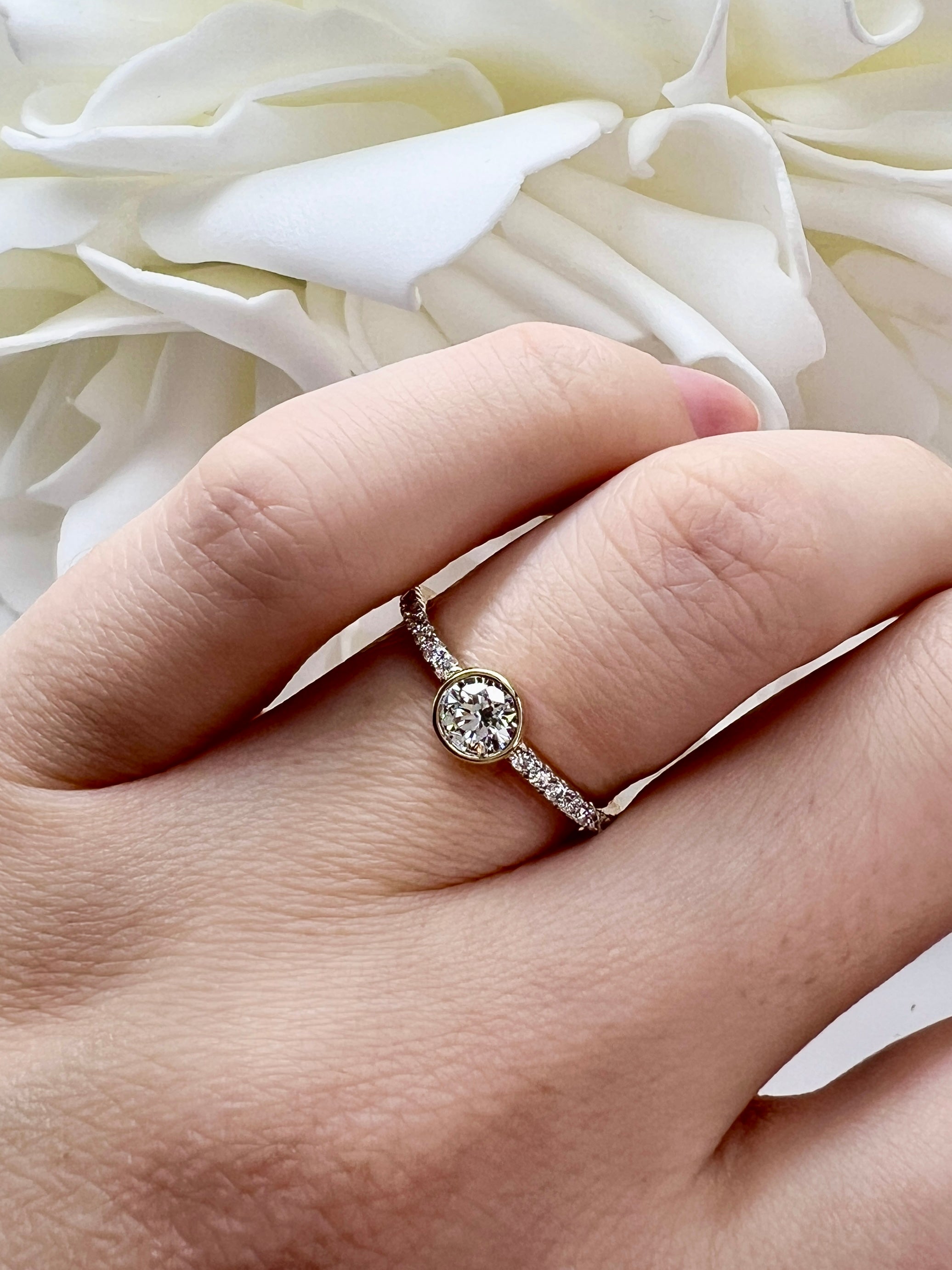 0.50 Total Carat Weight Bezel Set Round Brilliant Cut Lab Grown Diamond Anniversary Band | 10K Yellow Gold