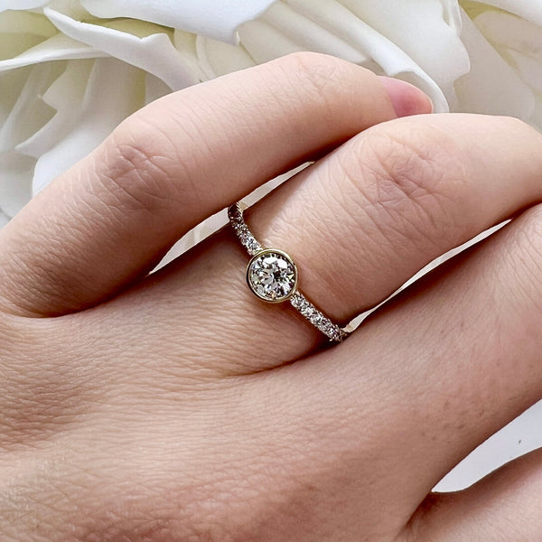 0.50 Total Carat Weight Bezel Set Round Brilliant Cut Lab Grown Diamond Anniversary Band | 10K Yellow Gold