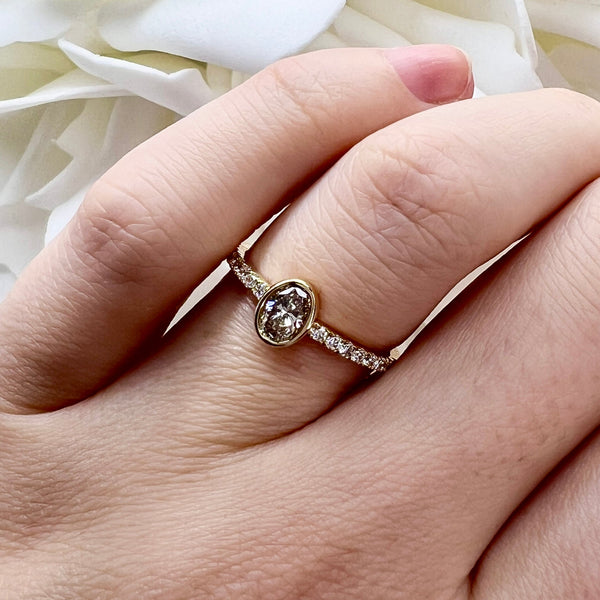 0.50 Total Carat Weight Bezel Set Oval Cut Lab Grown Diamond Anniversary Band | 10K Yellow Gold