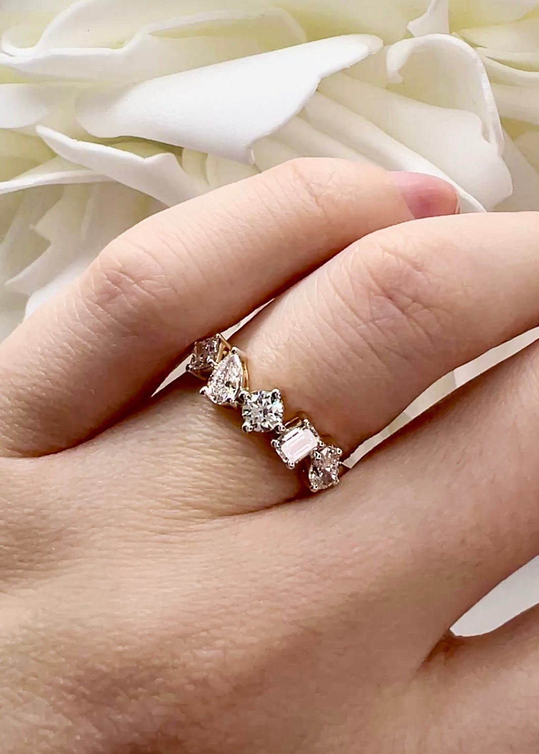 1.00 Total Carat Weight Multi Shaped Lab Grown Diamond Anniversary Band | 10K Yellow Gold