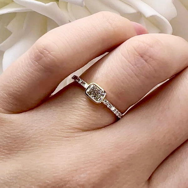 0.50 Total Carat Weight Bezel Set Radiant Cut Lab Grown Diamond Anniversary Band | 10K Yellow Gold