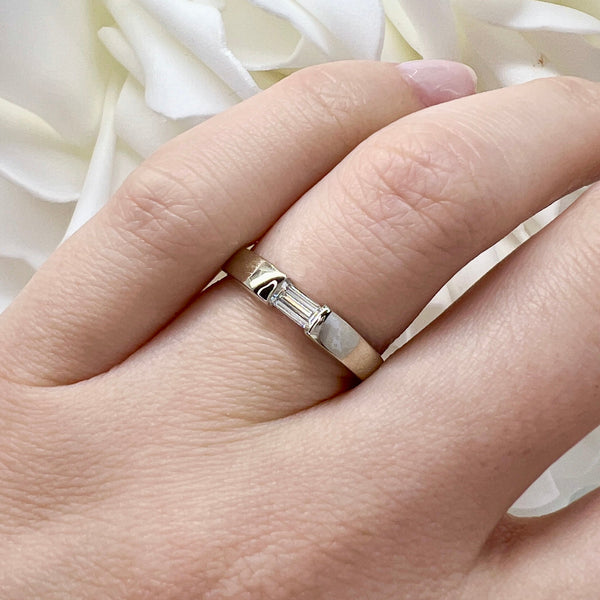 Custom Made 0.244 Carat Baguette Cut Lab Grown Diamond Anniversary Band | 14K White Gold