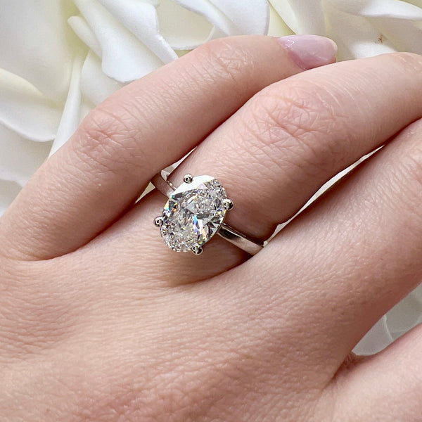 2.00 Carat Lab Grown Diamond Oval Solitaire Engagement Ring | 14K White Gold