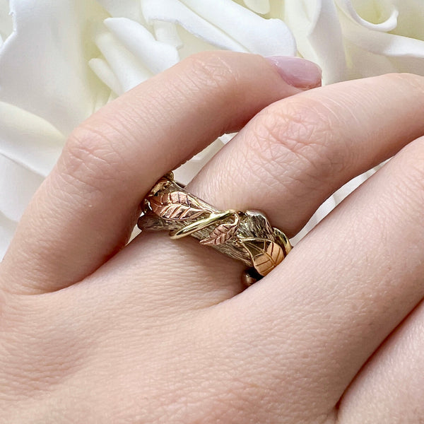 Custom Hand Made Branch Ring | Tri-Gold & Sterling Silver
