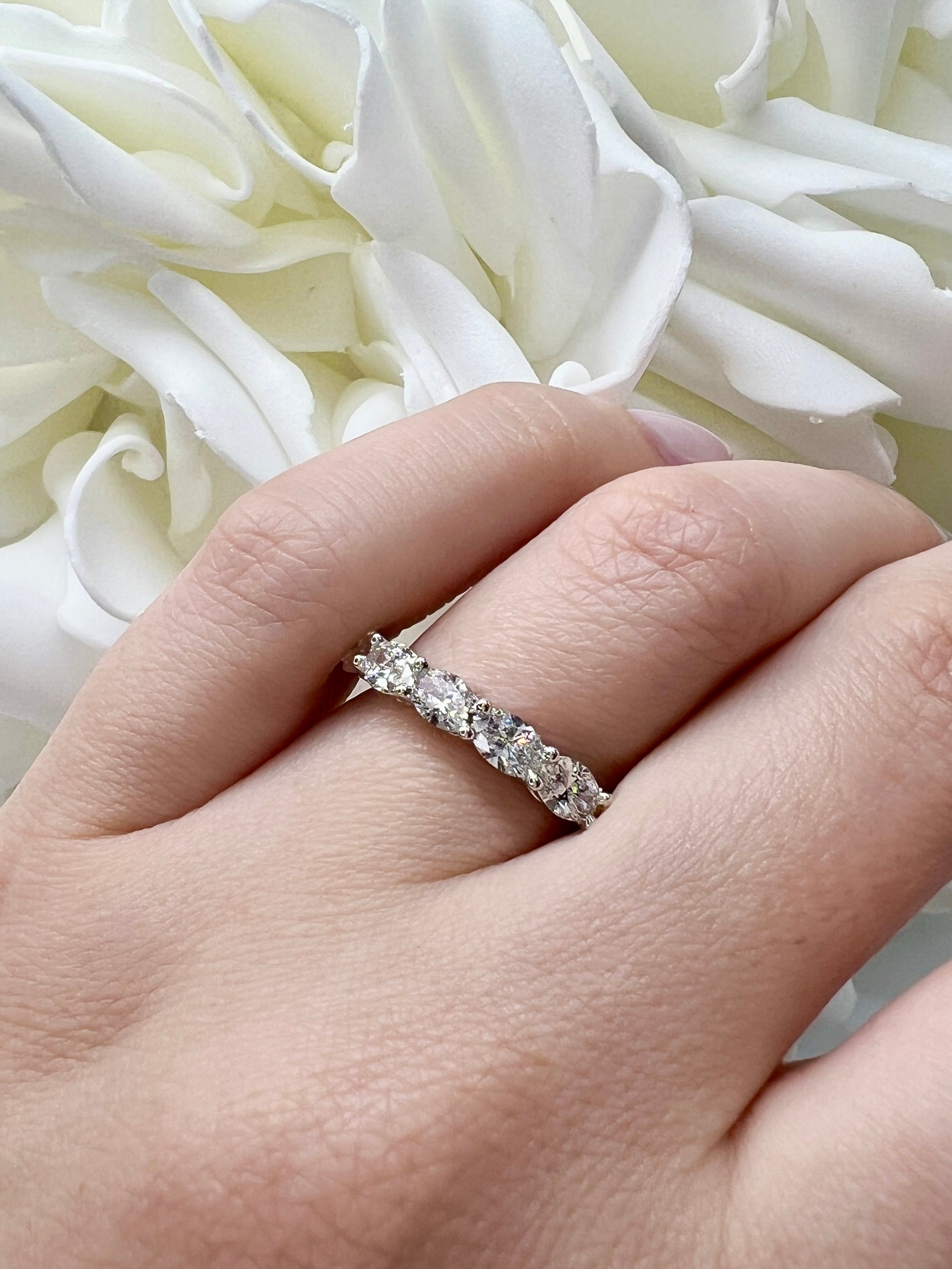 1.00 Total Carat Weight East/West Set Oval Cut Lab Grown Diamond Anniversary Band | 10k White Gold