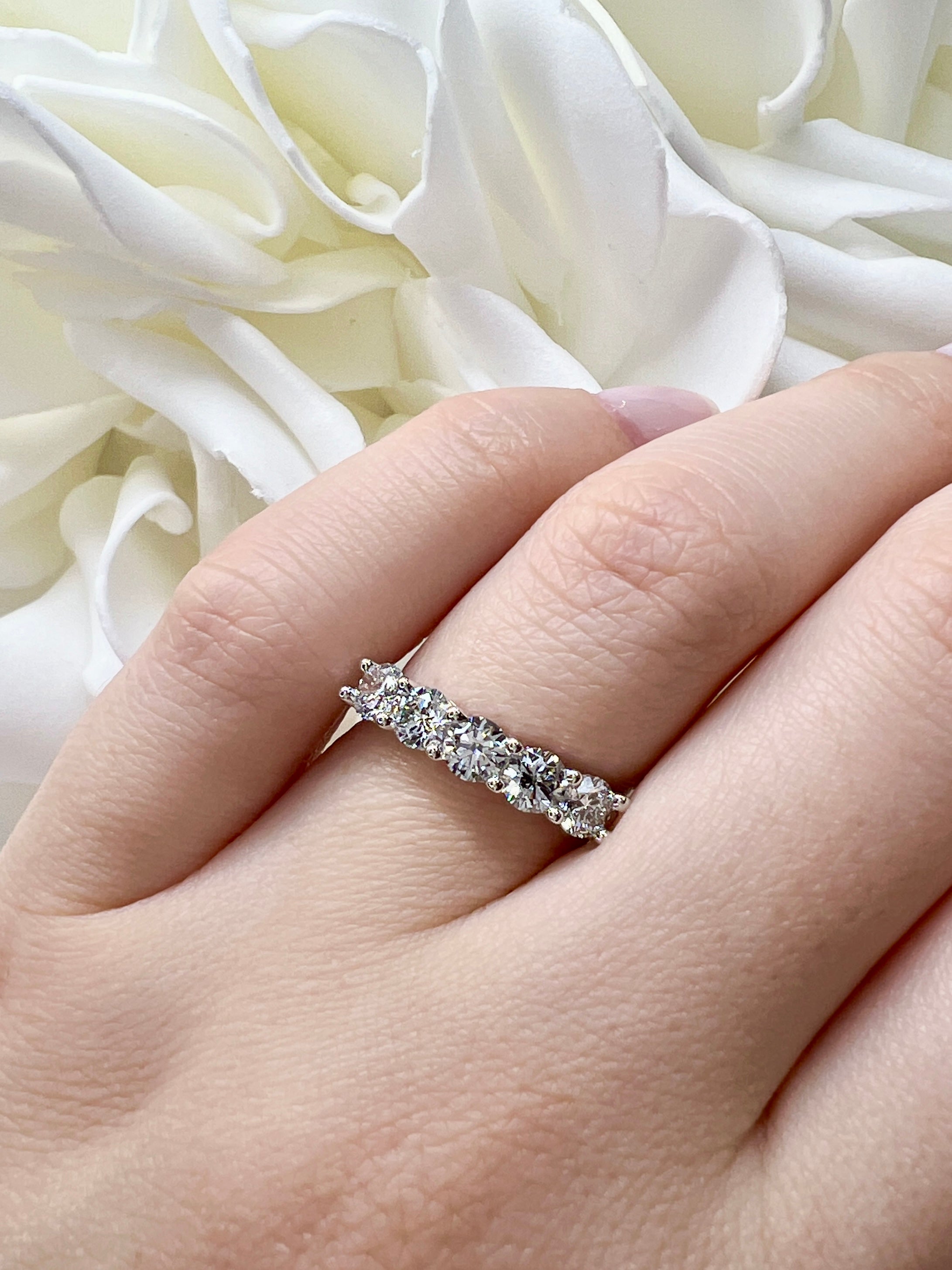 1.00 Total Carat Weight Round Brilliant Cut Lab Grown Diamond Anniversary Band | 10k White Gold