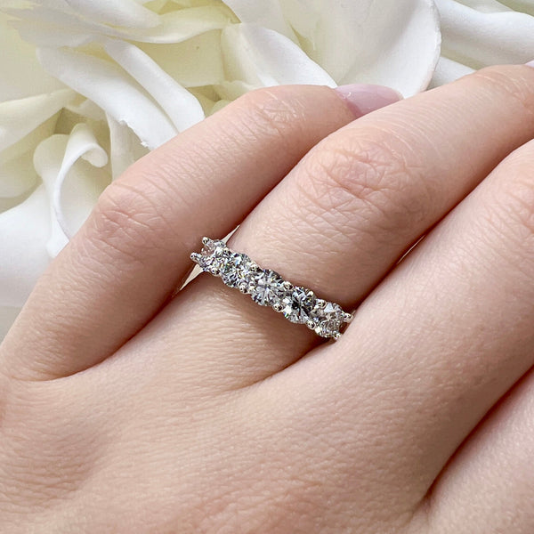 1.00 Total Carat Weight Round Brilliant Cut Lab Grown Diamond Anniversary Band | 10K White Gold