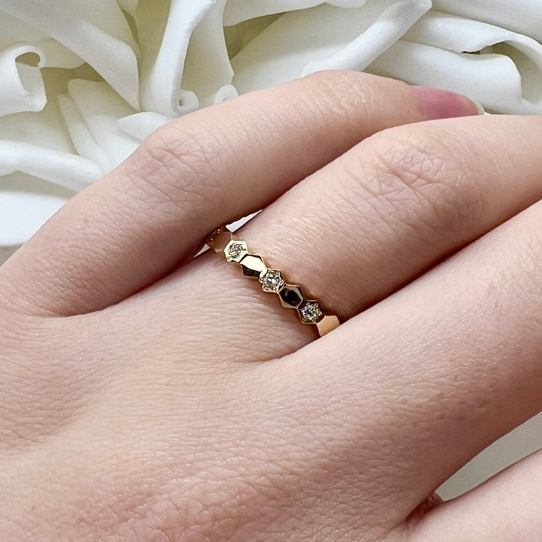 Custom Design Honeycomb Diamond Band | 10K Yellow Gold