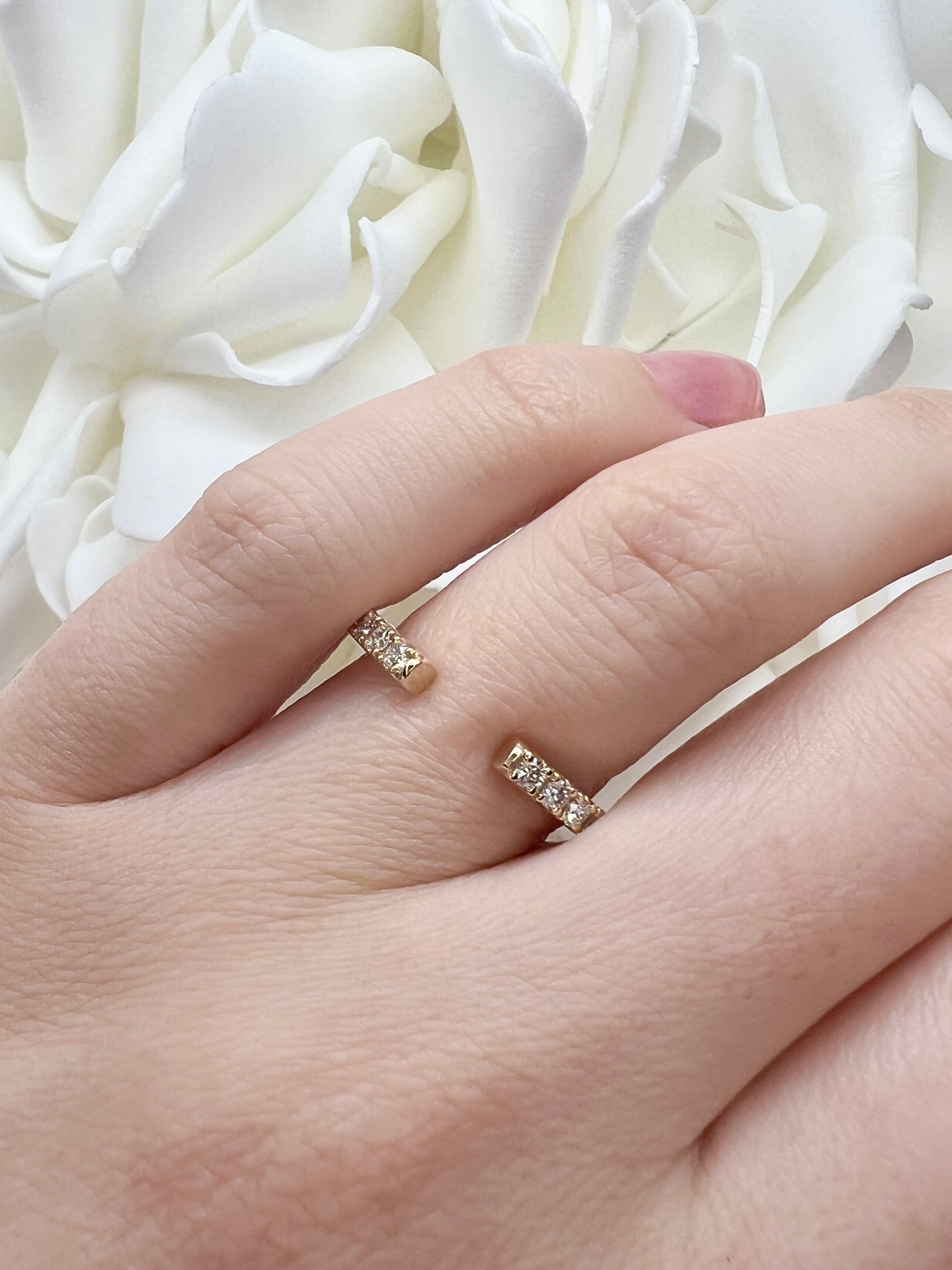 0.214 Total Carat Weight Lab Grown Diamond Open Negative Space Band | 10K Yellow Gold