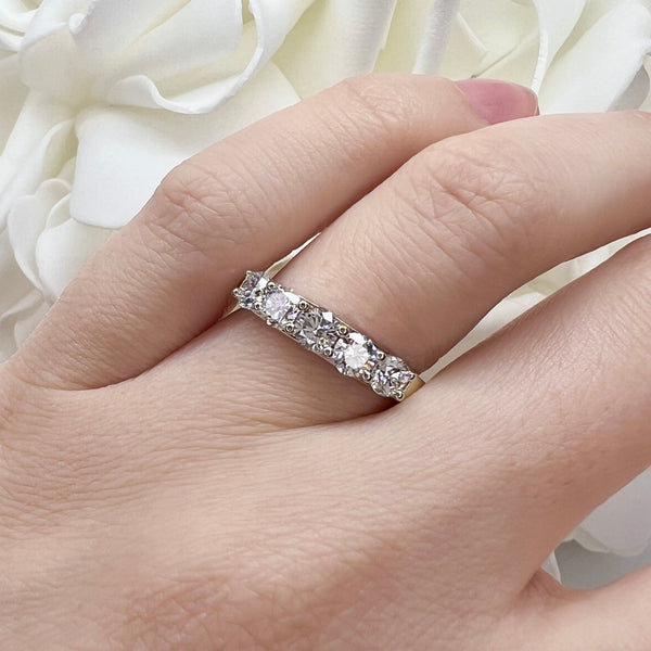 1.00 Total Carat Weight 5 Stone Lab Grown Diamond Anniversary Band | 10K Yellow & White Gold