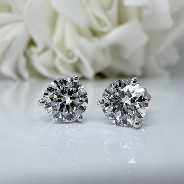 2.00 Total Carat Weight Round Brilliant Lab Grown Diamond Martini Prong Studs | 10K White Gold