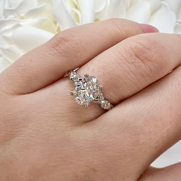 1.00 Carat Oval Cut Lab Grown Diamond Engagement Ring | 14K White Gold