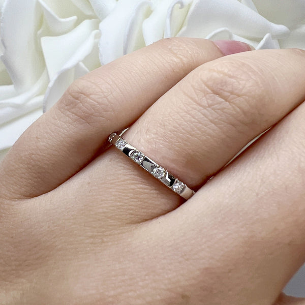 0.15 Total Carat Weight Stationed Lab Grown Diamond Anniversary Band | 10K White Gold