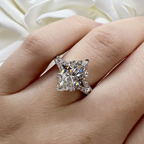 2.00 Carat Marquise Cut Lab Grown Diamond Accented Engagement Ring | 14K White Gold