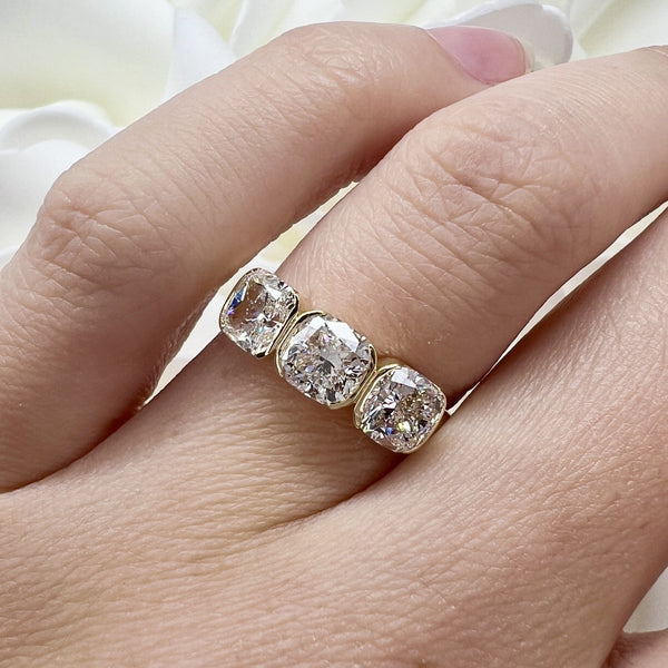Custom Made 1.80 Total Carat Weight Cushion Cut Lab Grown Diamond Anniversary Band | 10K Yellow Gold