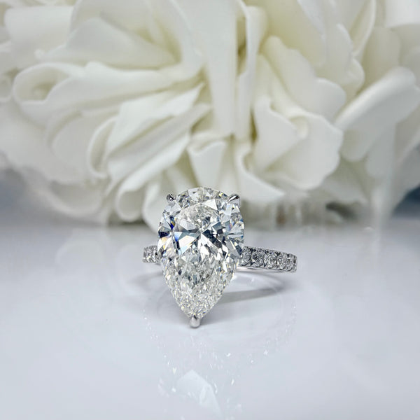 3.00 Carat Pear Cut Lab Grown Diamond Accented Engagement Ring | 14K White Gold