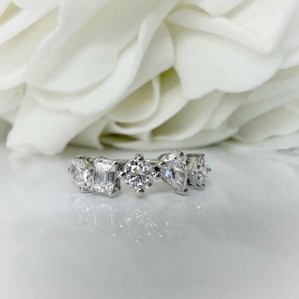 1.00 Total Carat Weight Multi Shaped Lab Grown Diamond Band | 10K White Gold