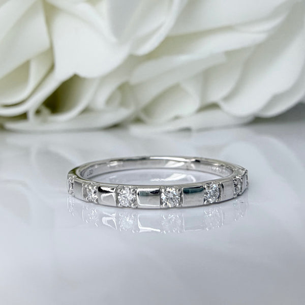 0.15 Total Carat Weight Stationed Lab Grown Diamond Anniversary Band | 10K White Gold
