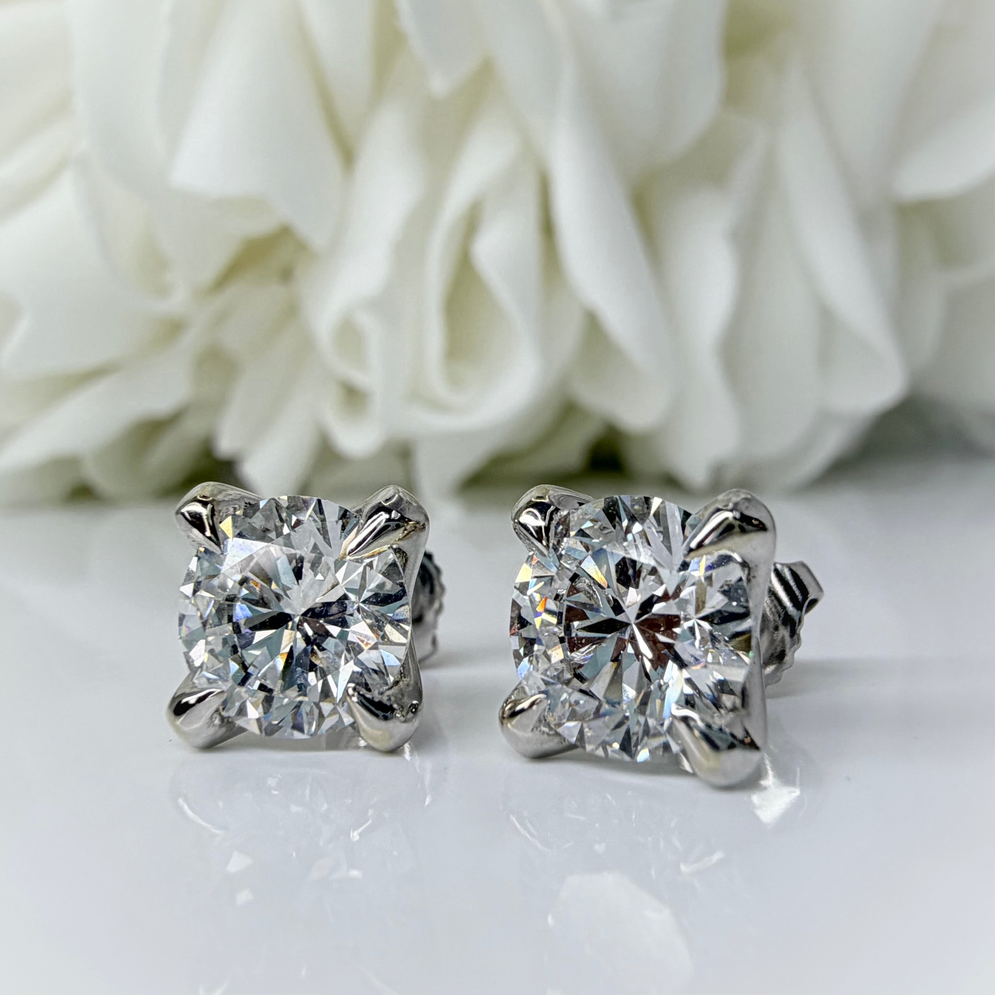 4.00 Total Carat Weight Lab Grown Diamond Studs | 14K White Gold