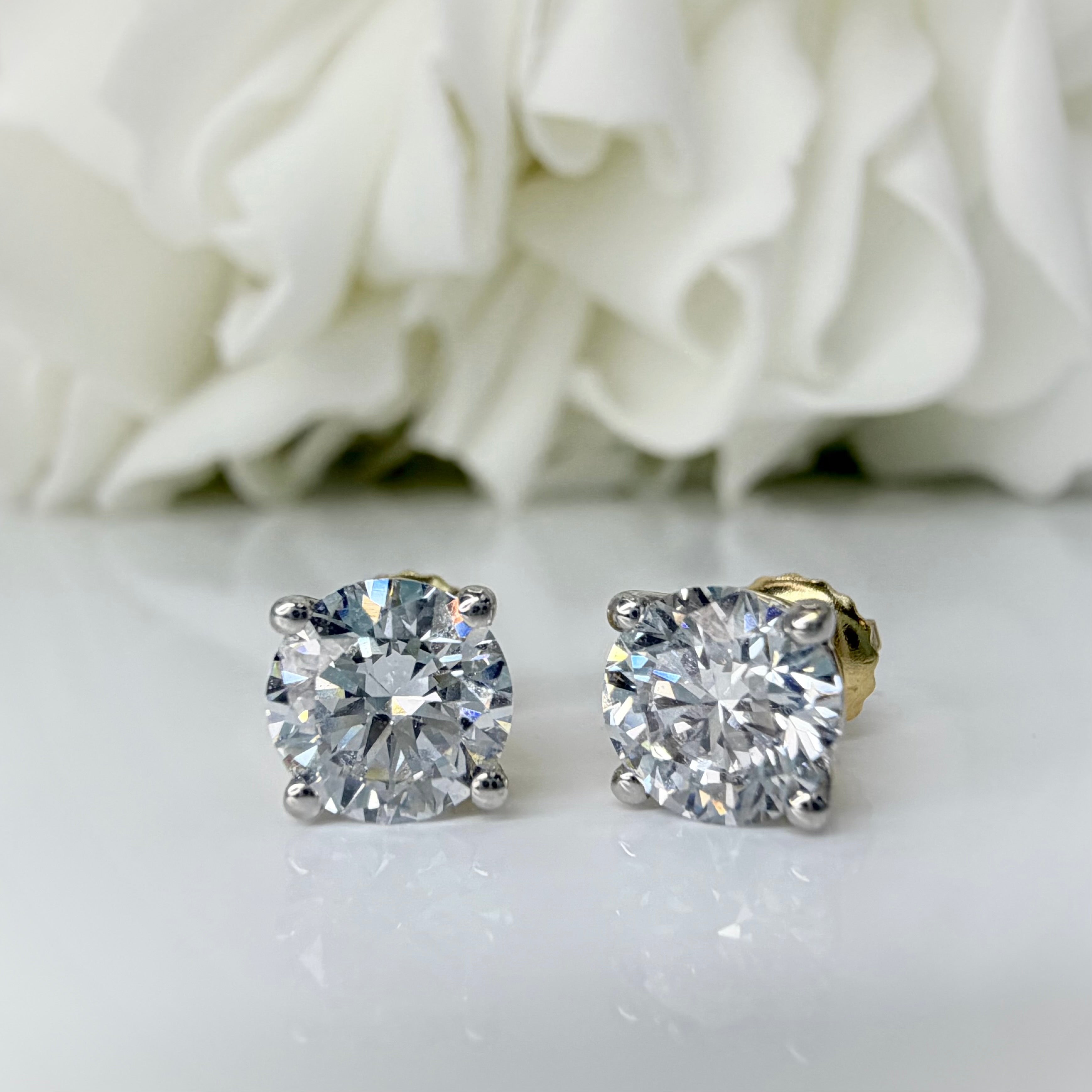 2.00 Total Carat Weight Lab Grown Diamond Studs | 14K Yellow Gold